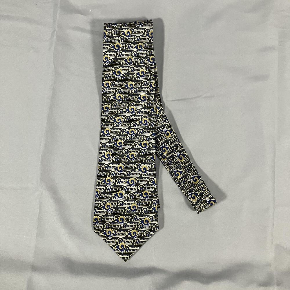 Vintage St. Louis Rams Tie Mens Blue Gold NFL Football Ralph Marlin Silk 2000s‎